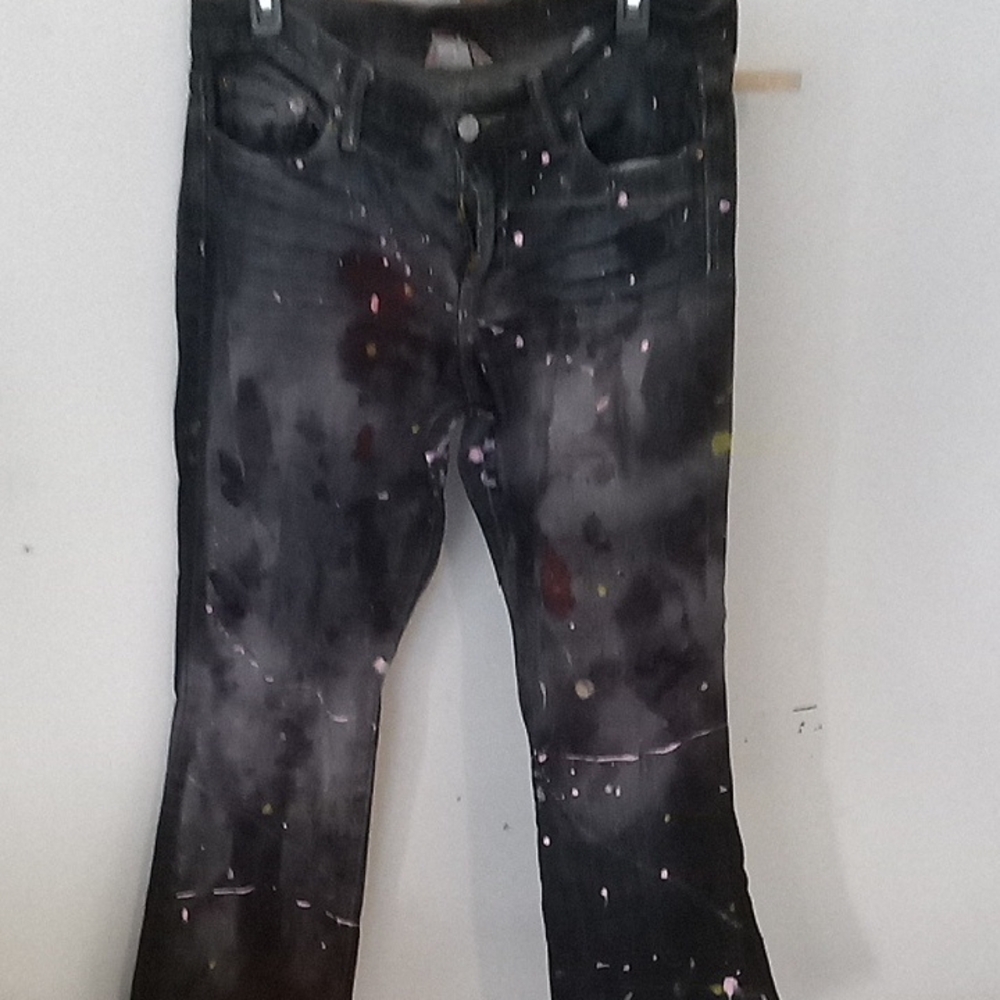 Lucky Brand Artistic Black Splatter Flare Jeans